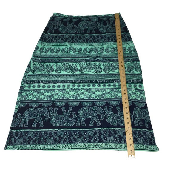 NY Invasion Elephant Floral Paisley Navy Blue Green Long Skirt - Women’s 3X - Picture 4 of 8